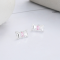 wholesale S925 Silver Cloud Tide Pavilion Fashion Cross-border Ins Style Pink Zircon Bow Tie Fresh and Trendy Earrings Ear Studs-0-0