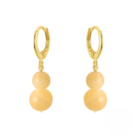 wholesale S925 Sterling Silver Flashing Colorful Chalcedony Textured Gemstone Ear Studs, Retro Chinese Style Earrings For Women-Gold-Topaz