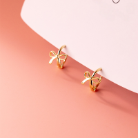 wholesale Sterling Silver Summer Minimalist Bow Ear Studs Short Korean Style Line Small Fresh Earrings M00183-S925 silver pair gold 925 silver