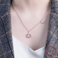 wholesale 925 Sterling Silver Gold-Plated Zircon Necklace, Bfirst Maple Leaf Pendant, Versatile and Elegant Collarbone Chain for Daily Wear-0-1