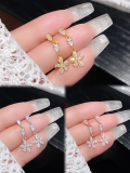 wholesale 925 Sterling Silver Micro-Inlaid Zircon Earrings, Small Flower Butterfly, High-End Minimalist Style, Elegant Textured Ear Accessories-0-25