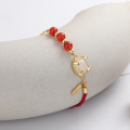 wholesale S925 sterling silver ethnic Chinese-style zodiac dragon-shaped simulated Hetian jade spliced woven red rope bracelet-0-2