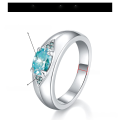 wholesale S925 sterling silver plated with 18K gold, 5*7mm oval-cut 1-carat moissanite unisex couple ring-0-6
