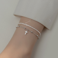 wholesale S925 Sterling Silver Sparkling Wave Bracelet Stackable Geometric Square Chain Full of Stars Flash Galaxy Jewelry for Women S4478-S2923-Starry Sky-Black 925 Silver