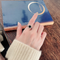 wholesale S925 sterling silver black enamel round Roman numeral ring, ELLE magazine style versatile fashion index finger ring-0-3