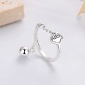 wholesale S925 Sterling Silver Vintage Small Ball Ring with Tassels, Minimalist and Versatile Ruyi Design-0-0