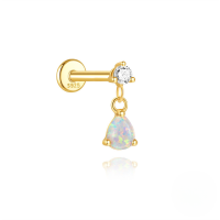 wholesale S925 Sterling Silver Geometric Zircon-inlaid Bow Flat Head Threaded Ear Cartilage Stud New Hot-selling Light Luxury Opal Earrings-Single gold #11