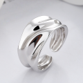 wholesale S925 sterling silver wide river line texture irregular open ring, lightweight luxury fashion trend finger ring-0-0
