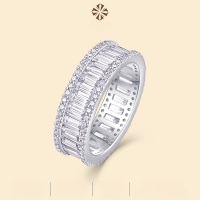 wholesale S925 Sterling Silver Non-Tarnish Musical Note Ring for Women, Small Moissanite Cross-Border TEMU Hot-Selling Light Luxury High-Version Ring-Moissanite US No. 8