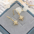 wholesale S925 Sterling Gold-Plated New Japanese Fashion Octagram Earrings with Natural African Opal-0-0