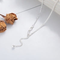 wholesale S925 Silver Fashion Cross-Border Euro-American Ins Minimalist Geometric Two-Tone Chain Creative Design Necklace for Women-YL575M/approx. 7.3g>925 silver