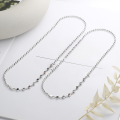 wholesale S925 Sterling Silver Retro Korean-Japanese Style Beaded Chain Necklace with Colorful Zirconia Accents, Versatile Luxury Collarbone Chain for Women-0-3