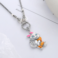 wholesale S990 Sterling Silver Guochao Style Retro Matte Craft Resin Zodiac Rabbit Holding Fortune DIY Pendant-0-3