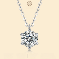 wholesale S925 Sterling Silver Moissanite Six-Prong Pendant Collarbone Necklace, Minimalist Design for Layering, High-End Feel, Women's Non-Tarnish Necklace-Special six-claw necklace 1 carat