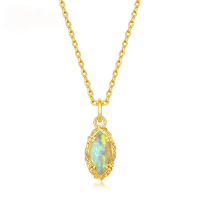 wholesale S925 Sterling Silver Geometric Cat Eye Opal Pendant Vintage Lace Edge Necklace Source Manufacturer-Pendant without chain 925 silver