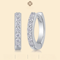 wholesale S925 Sterling Silver New Fashion Trendy Ear Hoops for Women, High-End Sense Sweet Commute Live Streaming Hot-Sell Lady Moissanite Earrings-Moissanite*14 pieces/pair