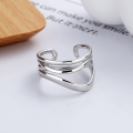 wholesale S925 Sterling Silver Multi-layer Line Ins Trendy Niche Minimalist Style Geometric Street Photography Open Adjustable Ring-0-2