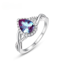 wholesale S925 Sterling Silver European & American New Teardrop Shape Lab Alexandrite Ring, Light Luxury Style Cultured Colored Gemstone Ring-0-0