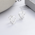 wholesale S925 double-sided heart ear clasp, fresh and sweet little chic style, exquisite and versatile design, elegant ear clip for women-0-1