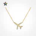 wholesale S925 sterling silver cross-border women's necklace with a premium small airplane pendant featuring zirconia inlay design, a luxurious and elegant collarbone chain-0-0