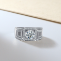 wholesale 925 Silver Direct Factory Wholesale Cross-border Moissanite 1ct European and American Trendy Men's Ring Pure Silver Ring for Men-0-2