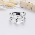 wholesale S925 sterling silver retro trendy minimalist hollow-out index finger ring cross-border ins for women-0-2