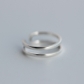 wholesale S925 Silver Ring for Women, Korean Style Fashion Double-Layer Line Ring, Personality Smooth Surface Minimalist Tail Ring J0264-1-0-3