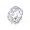wholesale 925 Sterling Silver Plated Moissanite Hip Hop Full Pavé Fashion Cuban Link Ring Cross-Border E-Commerce Best Seller Trendy Style-0-5