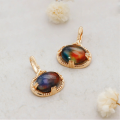 wholesale S925 Silver Plated 14K Gold Japanese-style Small Retro Multi-color Stone Pendant-0-2