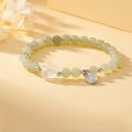 wholesale Silver Peach Blossom Luck Bracelet for Women, Hetian Jade "Peace and Joy" Light Luxury Niche Exquisite Hand String Birthday Gift-0-1