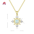 wholesale Sterling Silver Japanese minimalist style snowflake synthetic opal pendant white opal jewelry necklace-0-4