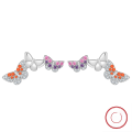 wholesale S925 Sterling Silver Multi-Color Zircon Floral Hoop Earrings, Luxury Cute Earrings Direct from Manufacturer-0-110