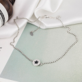 wholesale Sterling Silver S925 Five-Pointed Star Necklace Set for Women, Fashion OL Retro Resin Pendant Black Star Silver Jewelry-0-5