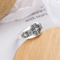 wholesale S925 Sterling Silver Japanese Korean Retro Anime Magic Pattern Trendy Hip Hop Punk Adjustable Ring Unisex-0-1