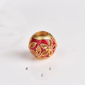 wholesale Golden ancient method Lu Lu Tong Vietnamese sand gold handmade DIY pendant bead spacer bead barrel bead enamel scattered bead accessories pink-0-3