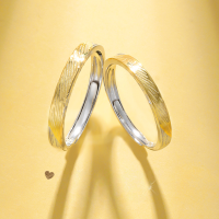 wholesale 925 Sterling Silver Textured Imprint Couple Rings, Minimalist Niche Open-Ended Matching Set for Him & Her, 520 Valentine's Day Gift-Lifelong Love Couple Ring [Silver] &gt;PR003831 Sterling Silver