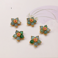 wholesale S925 gold-plated silver accessories with natural tourmaline, aquamarine, blue moonstone, sunstone, jade, moonstone, and southern red agate five-petal flowers for DIY-0-2