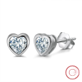 wholesale S925 Sterling Silver Plain Heart Stud Earrings with 4A Zirconia, Versatile and Stylish, Wholesale-0-4