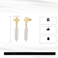 wholesale 14K Gold Baroque Pearl Cross Earrings for Women, European and American Cross-Border Fashion 925 Sterling Silver Earrings-0-4