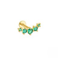 wholesale S925 Sterling Silver Marquise Heart Flat Back Threaded Ear Cartilage Stud With Sparkling Green Crystals-Single gold #7