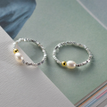wholesale S925 Sterling Silver Crushed Bead Ring, Korean Style Fashionable Light Luxury Ins Trend Niche Hand Jewelry R02040-0-4