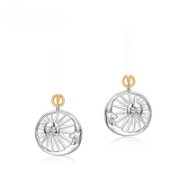 wholesale S925 Sterling Silver Japanese Retro Moon and Sun Combination Abstract Face Earrings, Fashionable and Versatile, Ready for Dropshipping-Thick Silver Platinum 925 Silver