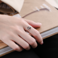 wholesale S925 Sterling Silver Geometric Irregular Ring Minimalist Niche Design Korean Ins Trendy Index Finger Ring for Women-0-2