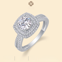 wholesale S925 Silver Sweet Holiday Ring Moissanite Ring Cross-border Amazon TikTok Jewelry Guangzhou Factory Wholesale-Moissanite 1 carat US 9