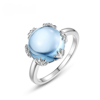 wholesale S925 Sterling Silver Fashion Minimalist Natural Sky Blue Topaz Ring, Forest-Inspired Exquisite Women's Light Luxury Hand Accessory-Sky Blue Topaz HK13#