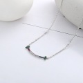 wholesale S925 Sterling Silver Korean-style One-word Smile Gradient Zircon Rainbow Simple and Fresh Pendant Necklace for Women-0-1