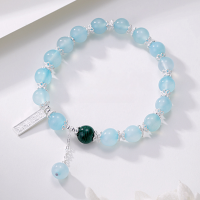 wholesale S925 Sterling Silver Wish Fulfillment Aquamarine Bracelet for Women DIY Beaded Bracelet Malachite Bracelet Ins Style Niche Premium Aesthetic-Wishes Come True Aquamarine Ins Bracelet/17.79g&gt;SL010667