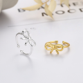 wholesale S925 Sterling Silver Sweet Style Internet-Famous Bow-Shaped Adjustable Ring Fairy Versatile Gentle Index Finger Ring-0-0