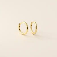 wholesale S925 Sterling Silver Minimalist Korean Plain Circle Round Ear Studs Light Surface Multiple Sizes Stackable Ear Hoops-9mm yellow gold (original large size)  925 silver
