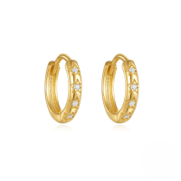 wholesale 925 Sterling Silver Classic Zircon-inlaid Opal Ear Hoop Earrings For Women, Popular In, Ins-Gold#3 925 Silver